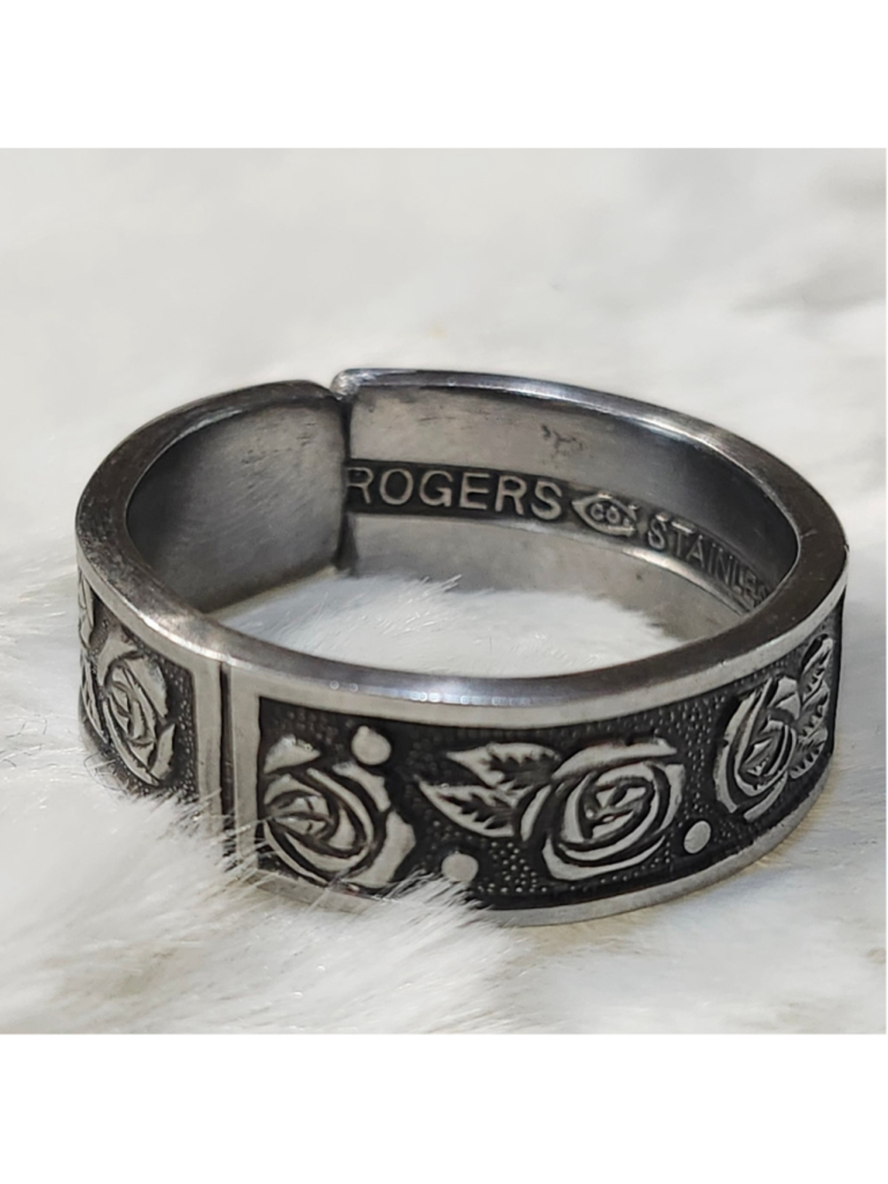 Rose Ring size 13 silverwear spoon ring